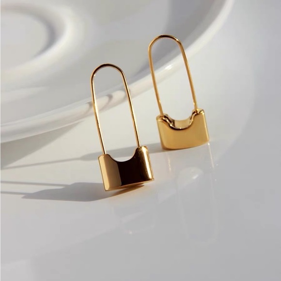 Padlock earrings, safety pin earrings, drop earrings - Picture 2 of 7